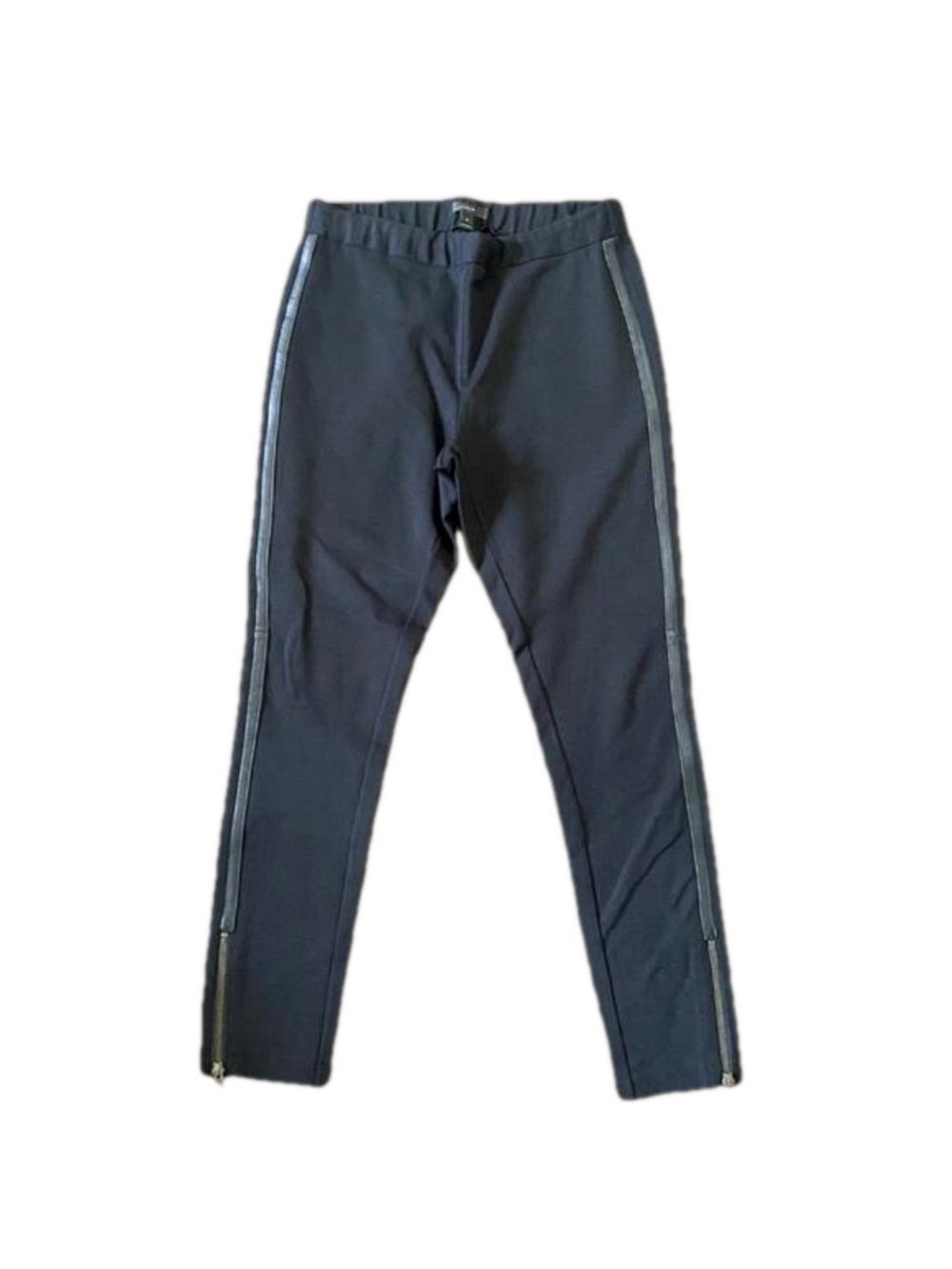 J Crew Black Pixie Pull On Pants Leather Trim Size 2